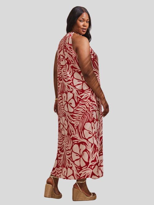 Live Unlimited Floral Print Halter Neck Maxi Dress In Red