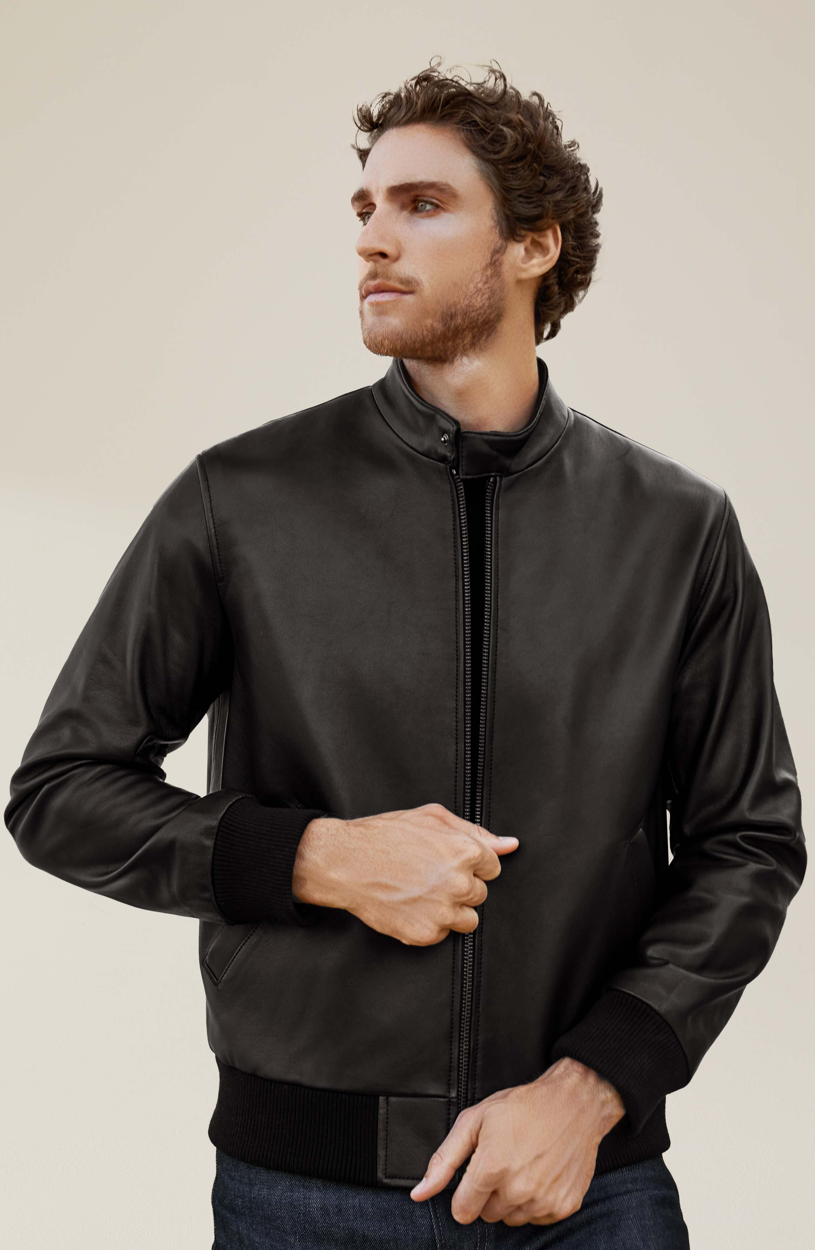 Chase Lambskin Leather Bomber Jacket