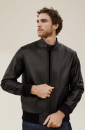 Italic Chase Lambskin Leather Bomber Jacket
