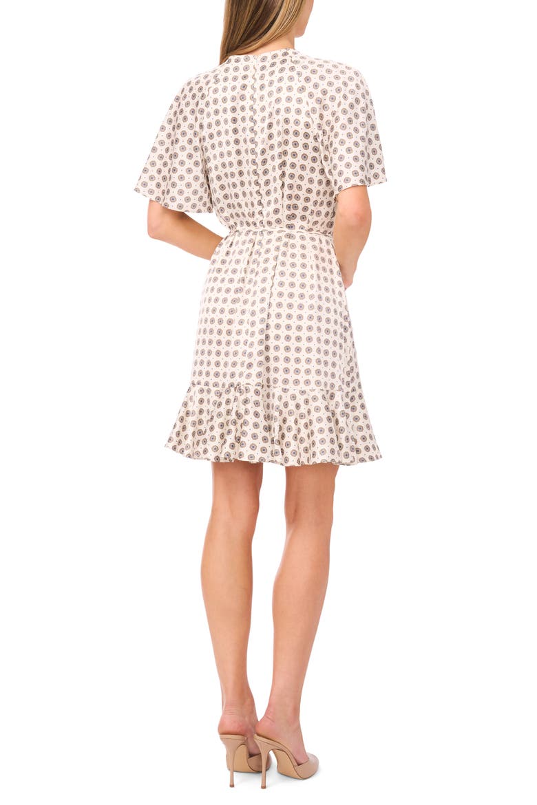 Medallion Print Short Sleeve Dress, Alternate, color, NEW IVORY