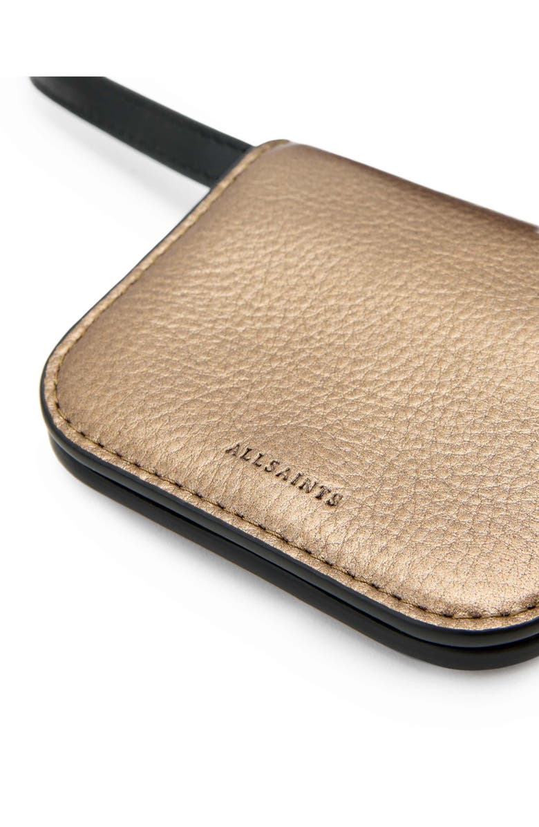 AllSaints Small Maeve Leather Crossbody Wallet, Alternate, color, Warm Brass