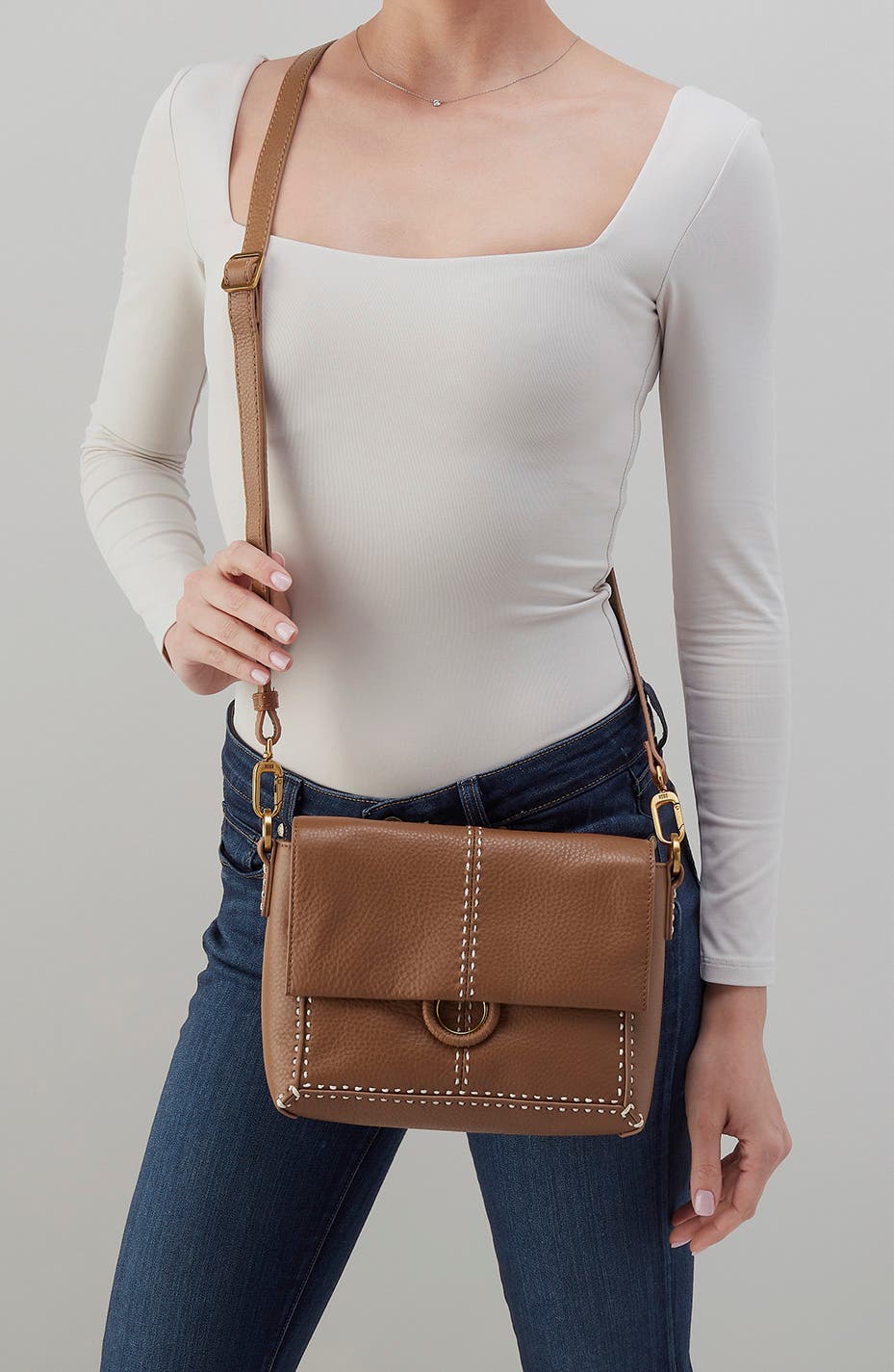 HOBO Austin Flap Leather Crossbody Bag, Alternate, color, Timber Brown