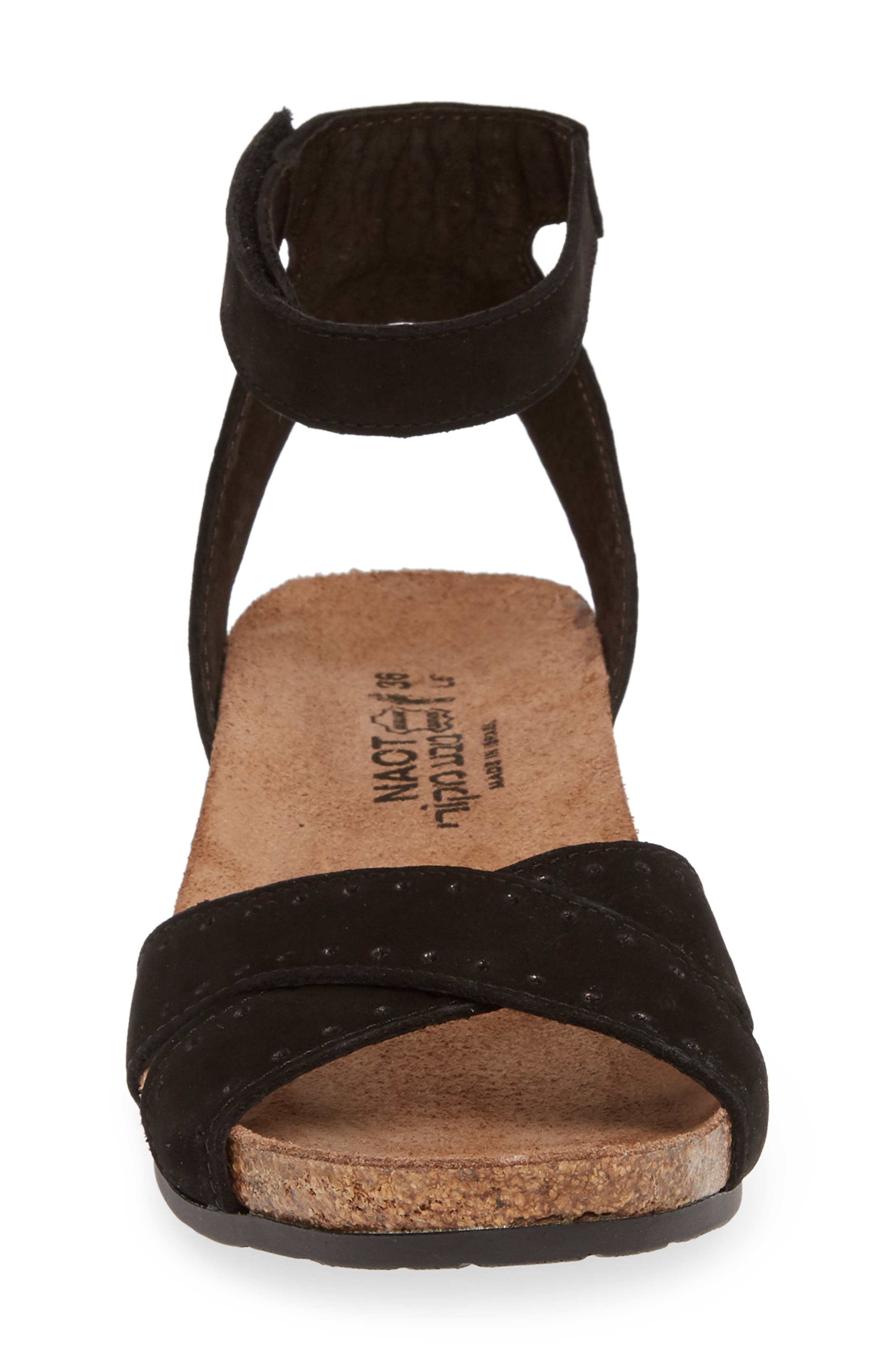 Naot Wand Wedge Sandal, Alternate, color, Black