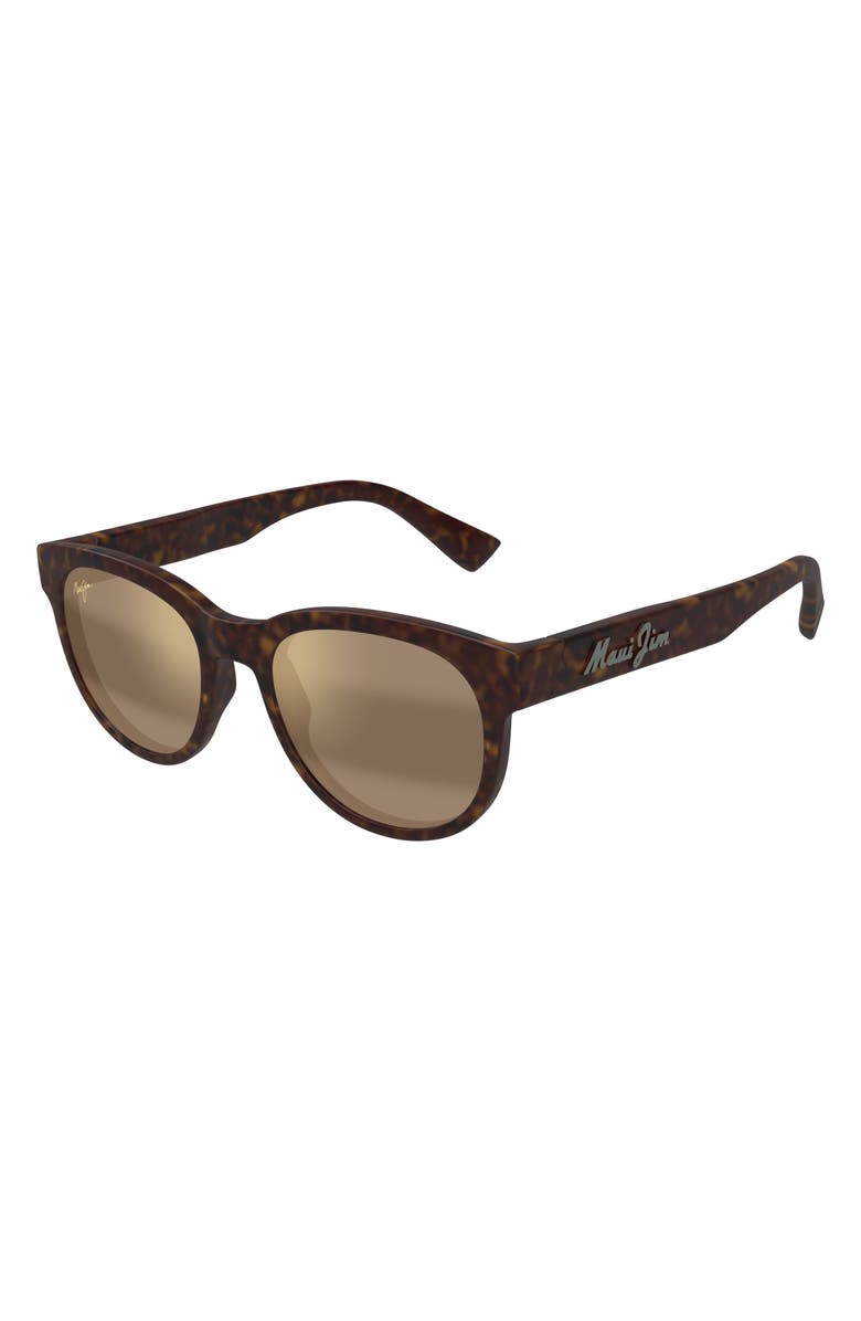 Maui Jim Maoli 52mm PolarizedPlus2<sup
®</sup
Round Sunglasses, Alternate, color, Matte Dark Havana
