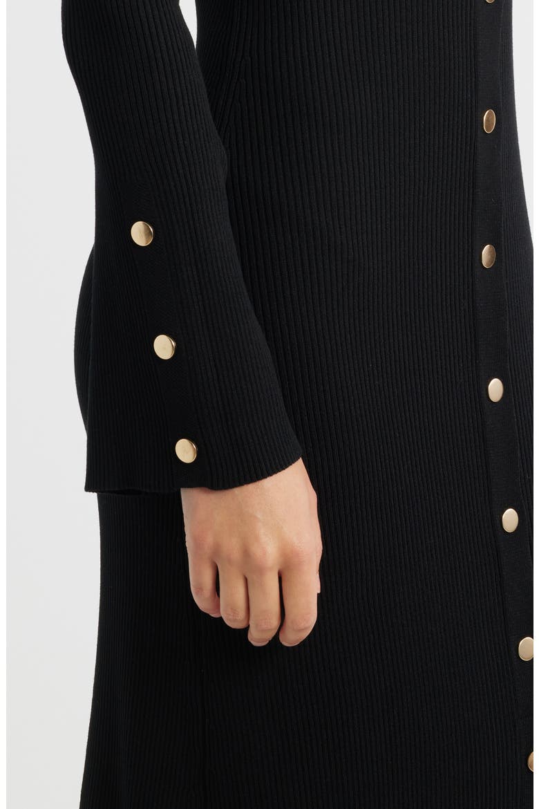 Collar Long Sleeve Rib Maxi Sweater Dress, Alternate, color, BLACK