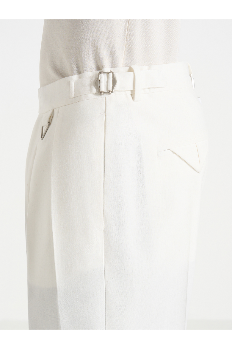 Pierre Relaxed Fit Linen Pleated Trousers, Alternate, color, White
