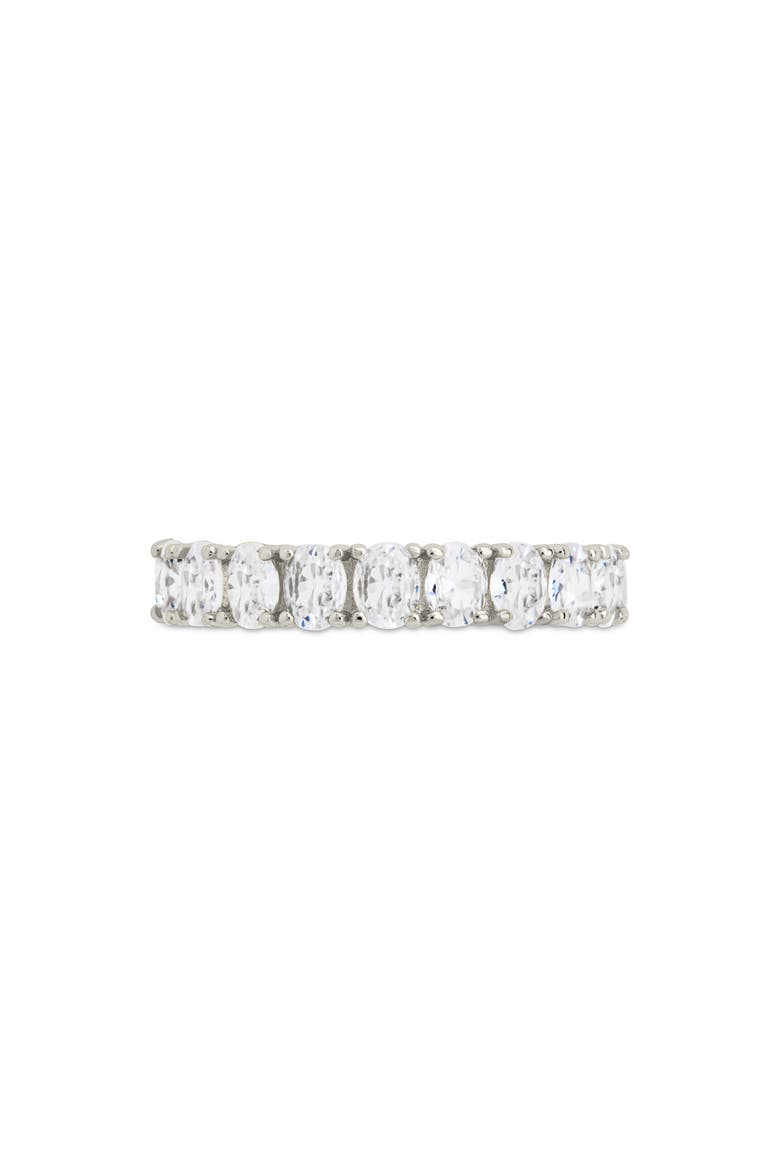 Kylie Oval Cubic Zirconia Eternity Ring, Alternate, color, SILVER