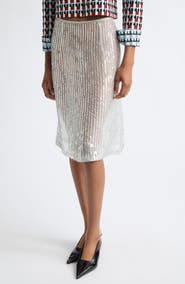 ZANKOV Isabella Sequin Stripe Silk Skirt