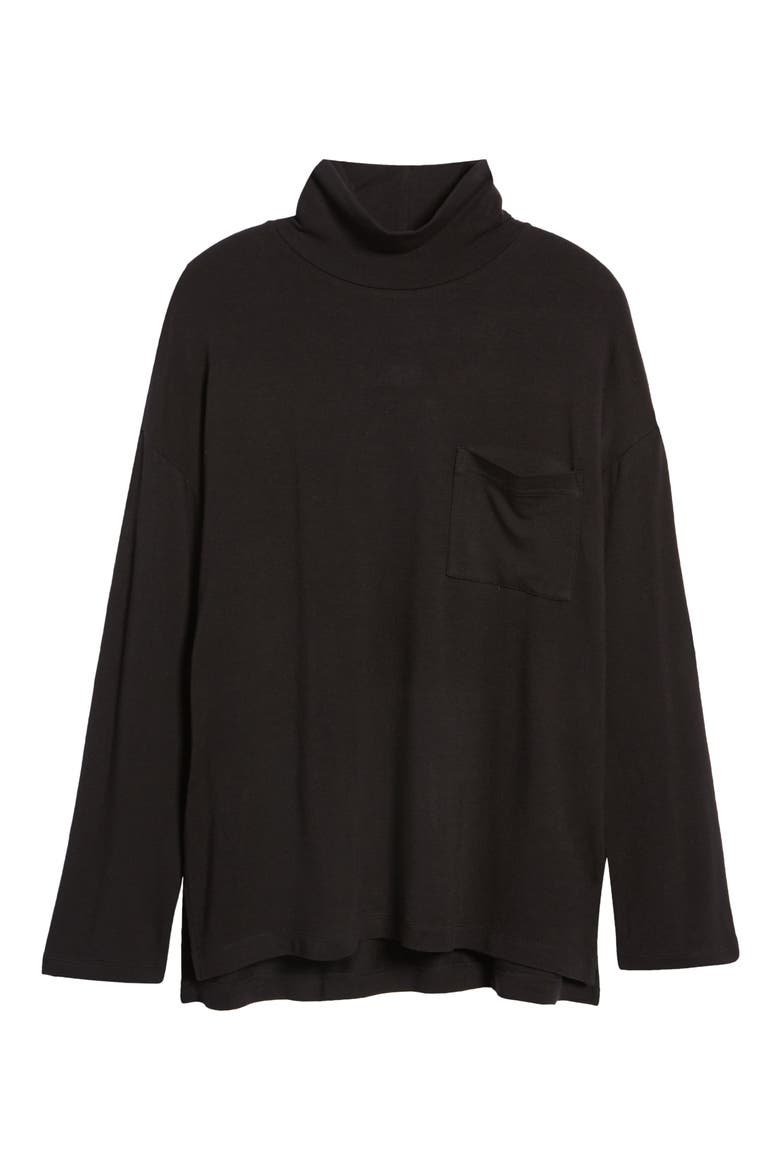 Signaturesoft Funnel Neck Sweatshirt, Alternate, color, BLACK