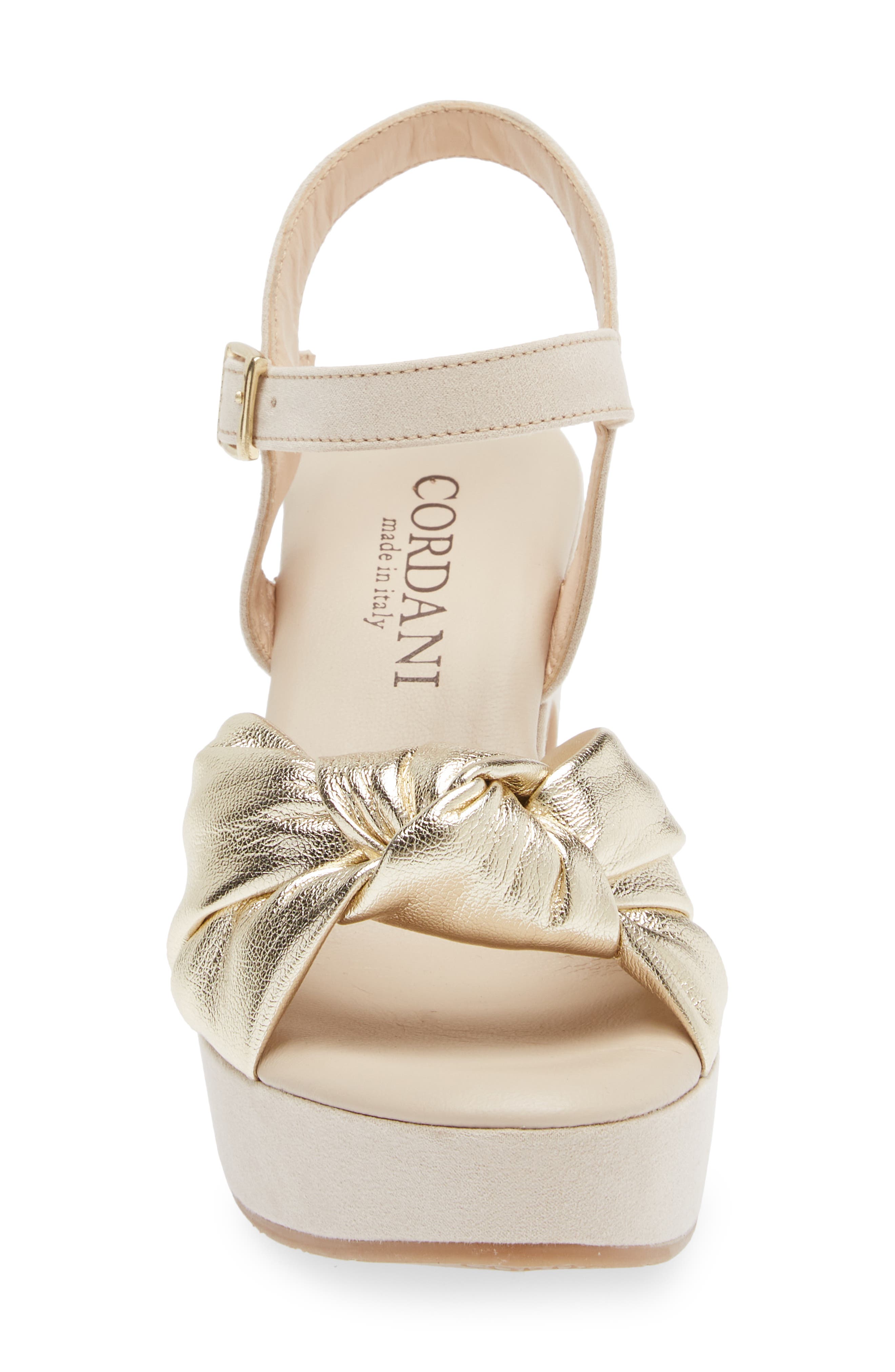 Cordani Lola Knotted Platform Sandal, Alternate, color, Platino