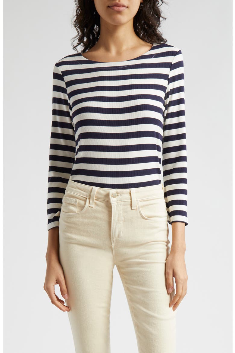 Lucille Stripe Rib Top, Main, color, NAVY/ WHITE STRIPE