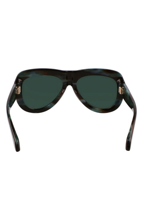 Ferragamo Rivets 57mm Aviator Sunglasses In Striped Brown Green