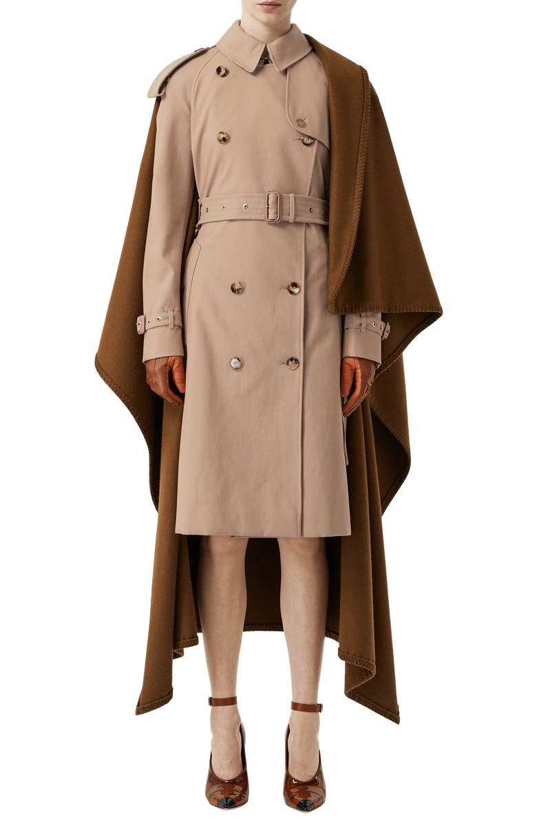 Burberry Trench Coat with Attached Cashmere Blanket, Main, color, 