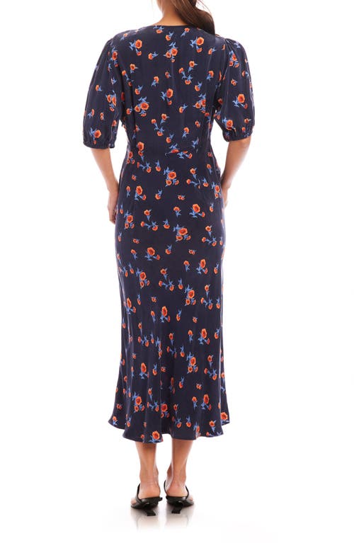 KAREN KANE KAREN KANE FLORAL PUFF SLEEVE MIDI DRESS