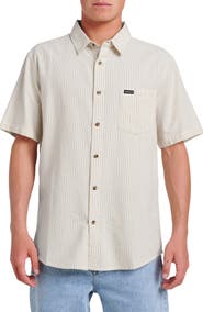 Quiksilver Oxford Stripe Classic Short Sleeve Button-Up Shirt