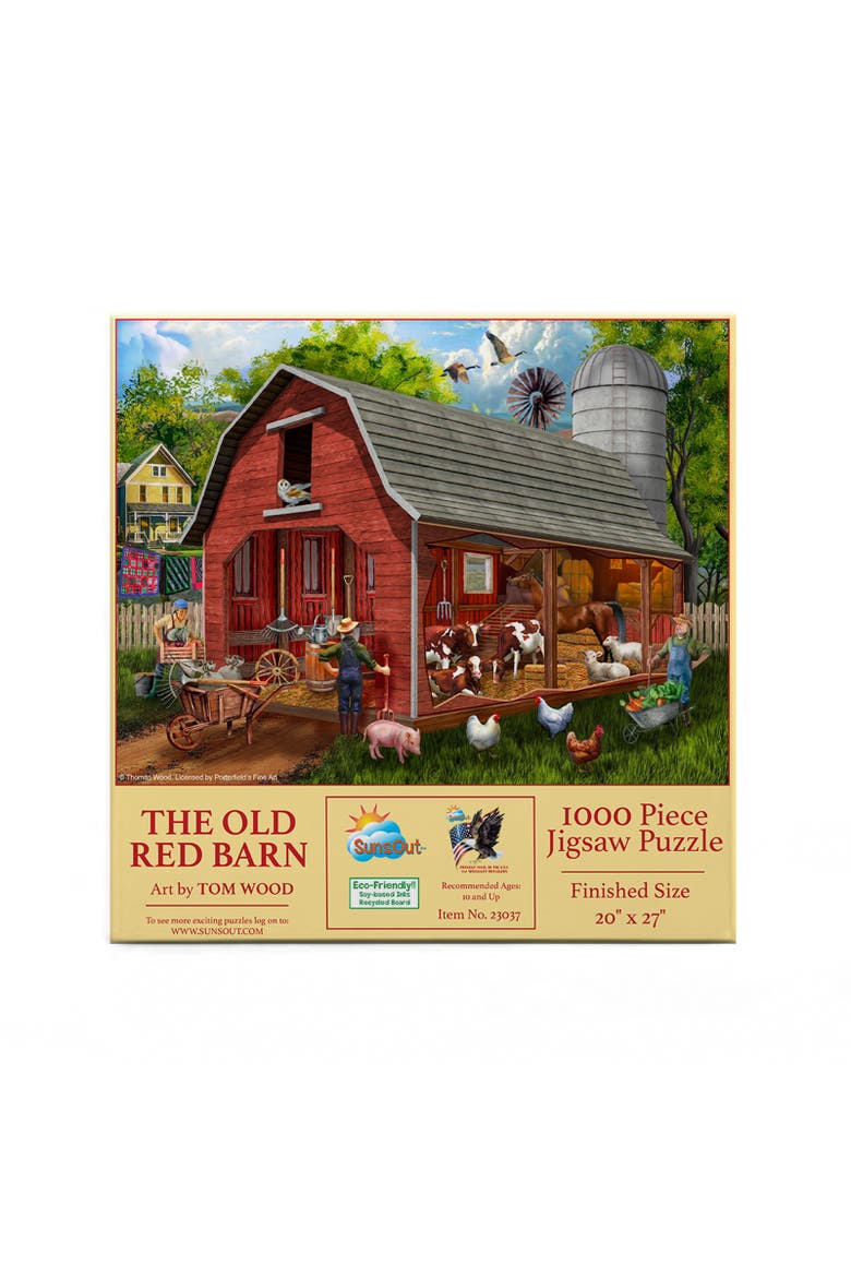 The Old Red Barn 1000 piece Jigsaw Puzzle for Adults, Alternate, color, Multicolor