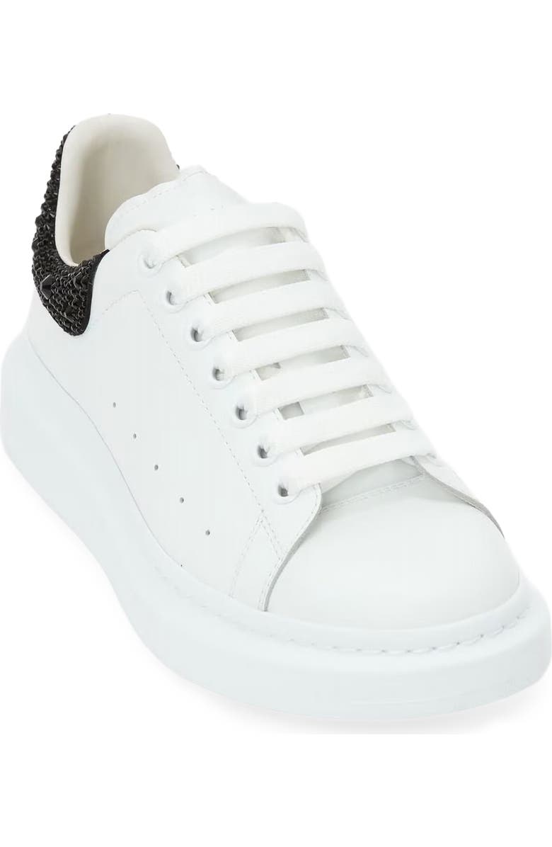 McQueen Oversize Crystal Embellished Sneaker, Main, color, White/ Black