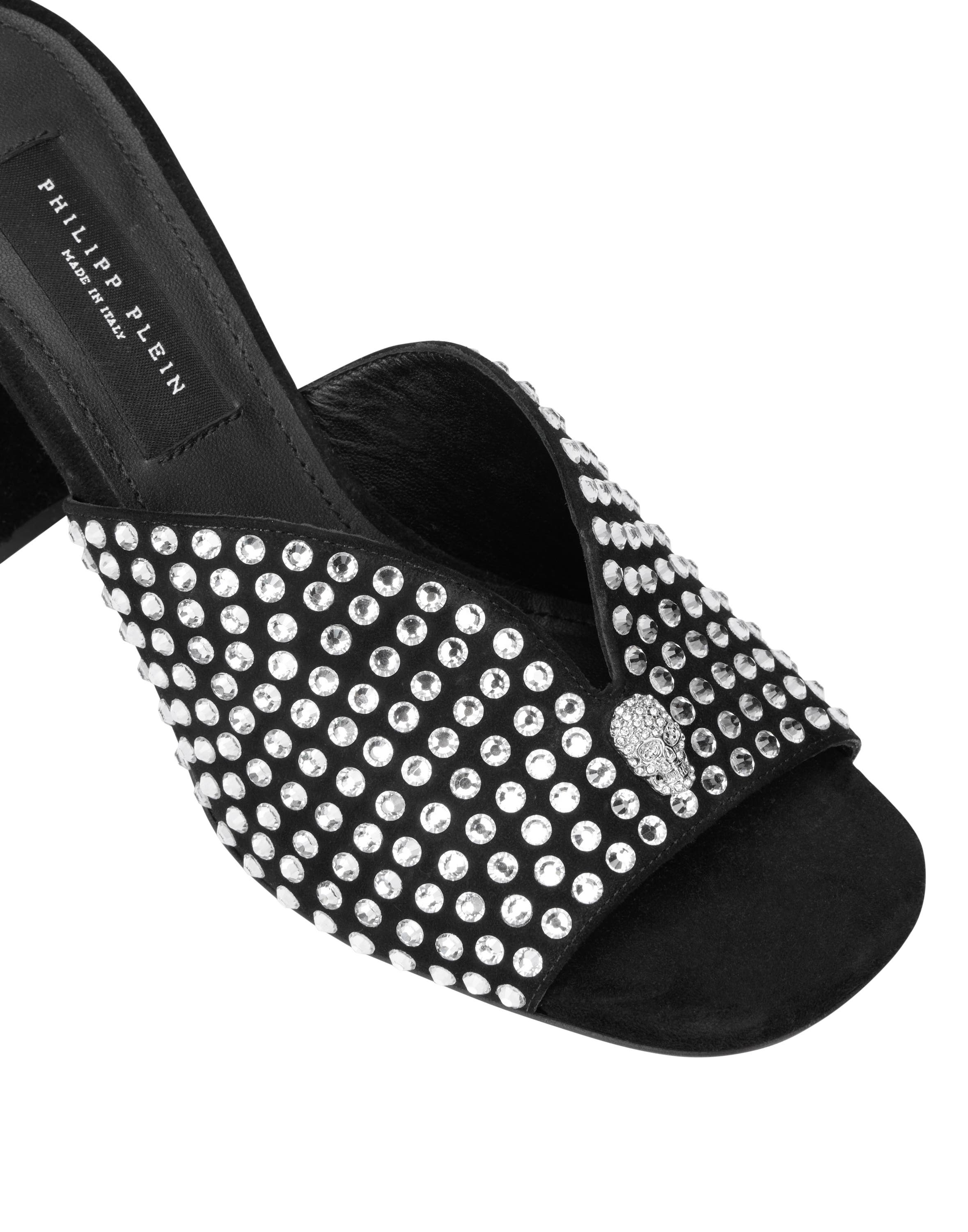 PHILIPP PLEIN Suede Platform Sandals Strass Women, Alternate, color, Black