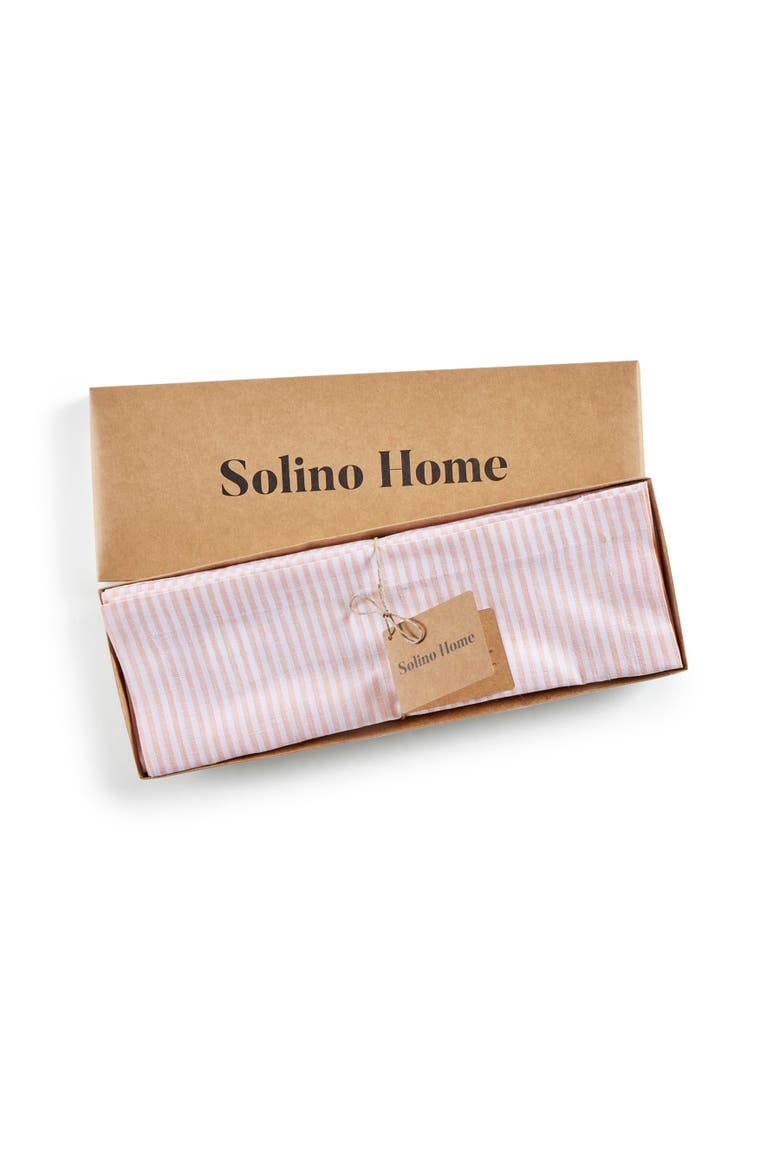 Linen Placemats Set of 4, 14 x 19" - Narrow Stripe, Alternate, color, Peach and White