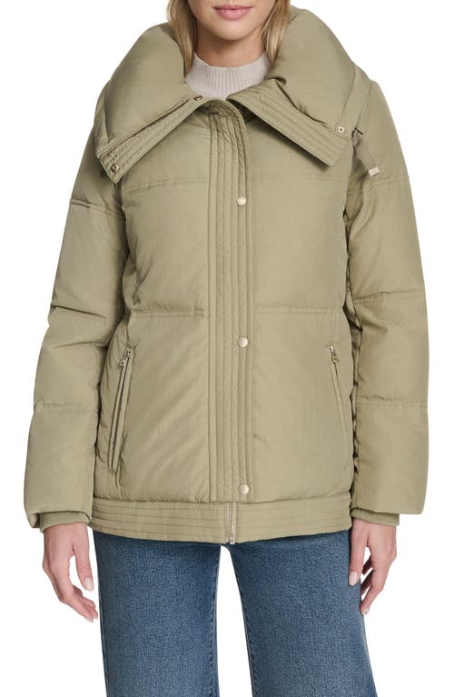 Cole Haan Signature Stand Collar Nylon Twill Insulated Jacket In Green