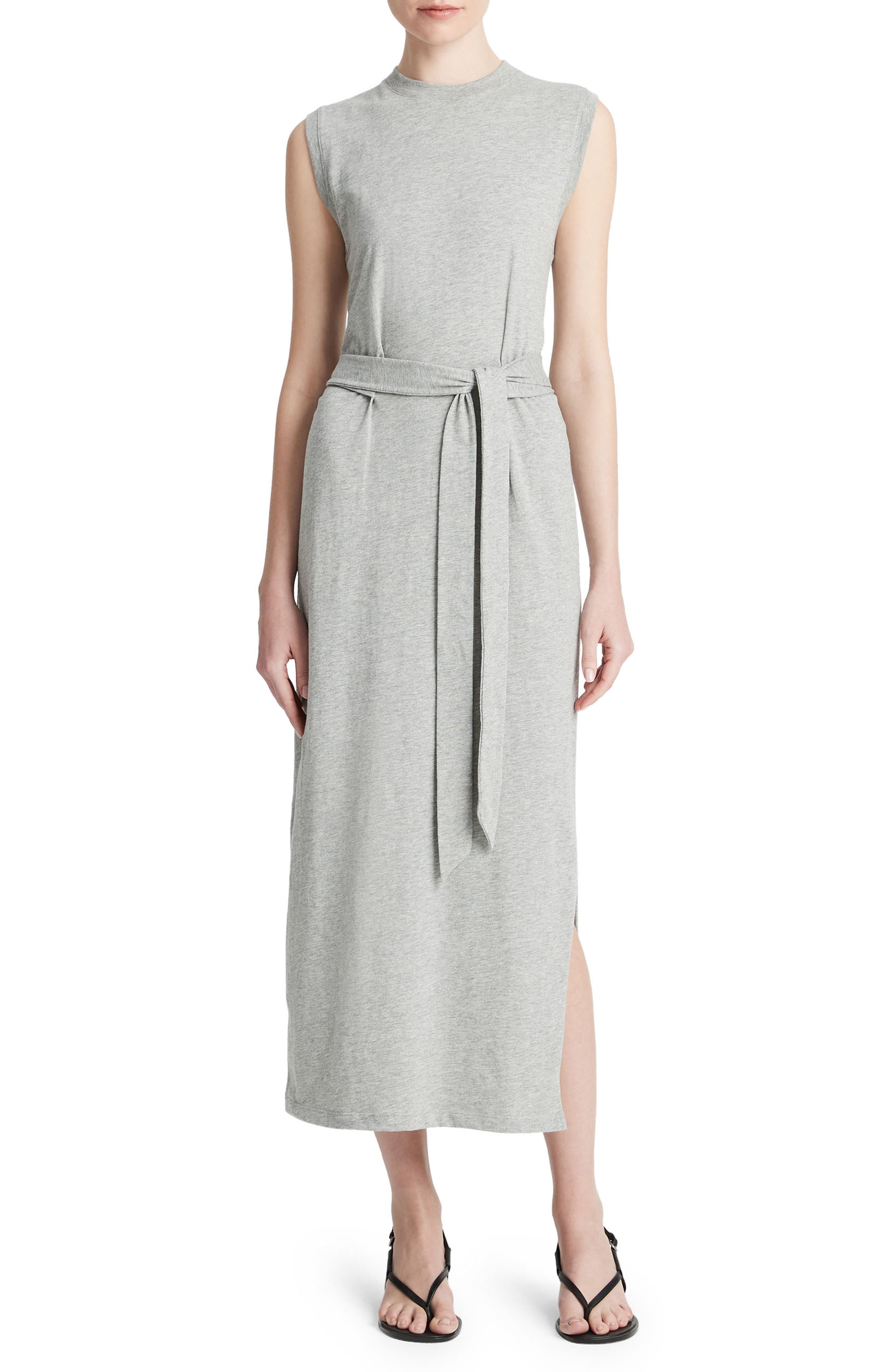 Vince Sleeveless Cotton Knit Midi Dress