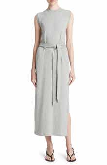 Vince Sleeveless Cotton Knit Midi Dress