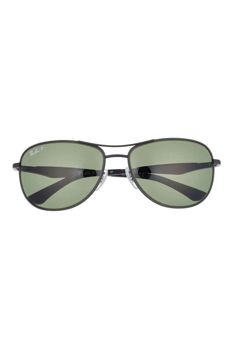 59mm Polarized Aviator Sunglasses, Main, color, MATTE BLACK