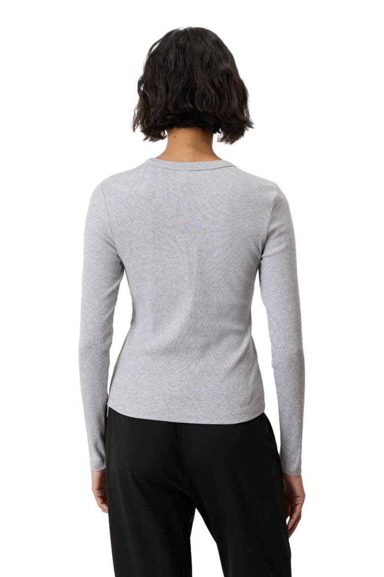 Perfect Rib Crewneck Layering Long Sleeve Tee Made With Organic Cotton, Alternate, color, Heather Grey