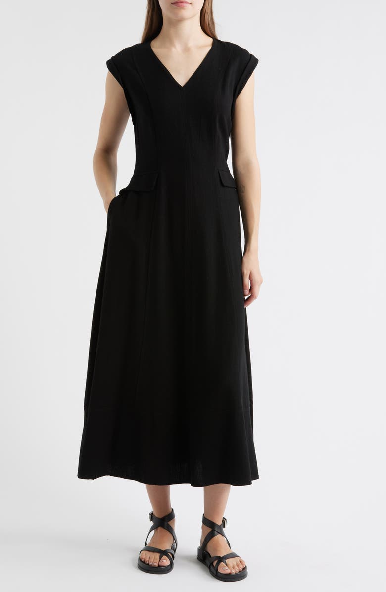 MELLODAY Cap Sleeve Maxi Dress, Main, color, Black
