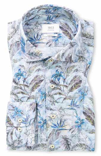 Modern Fit Print Cotton Twill Dress Shirt