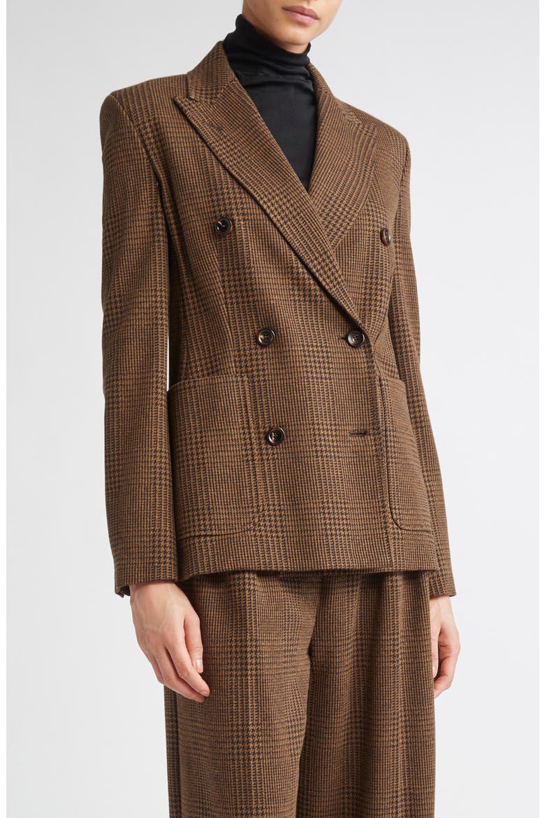 Zulma Houndstooth Check Double Breasted Jacket, Main, color, CHOCOLATE