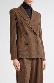 Max Mara Zulma Houndstooth Check Double Breasted Jacket