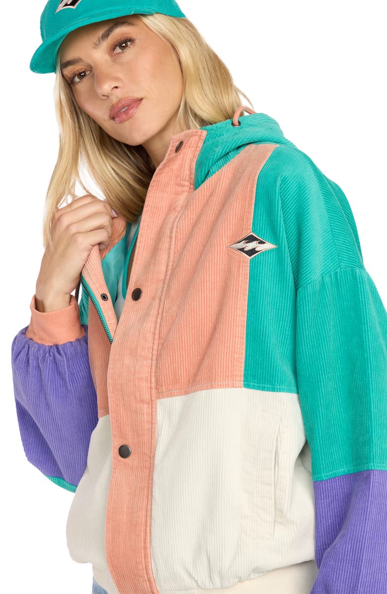 Billabong Set the Tone Hooded Corduroy Jacket, Alternate, color,