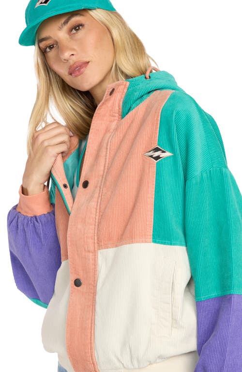 Billabong Set The Tone Hooded Corduroy Jacket In Multi
