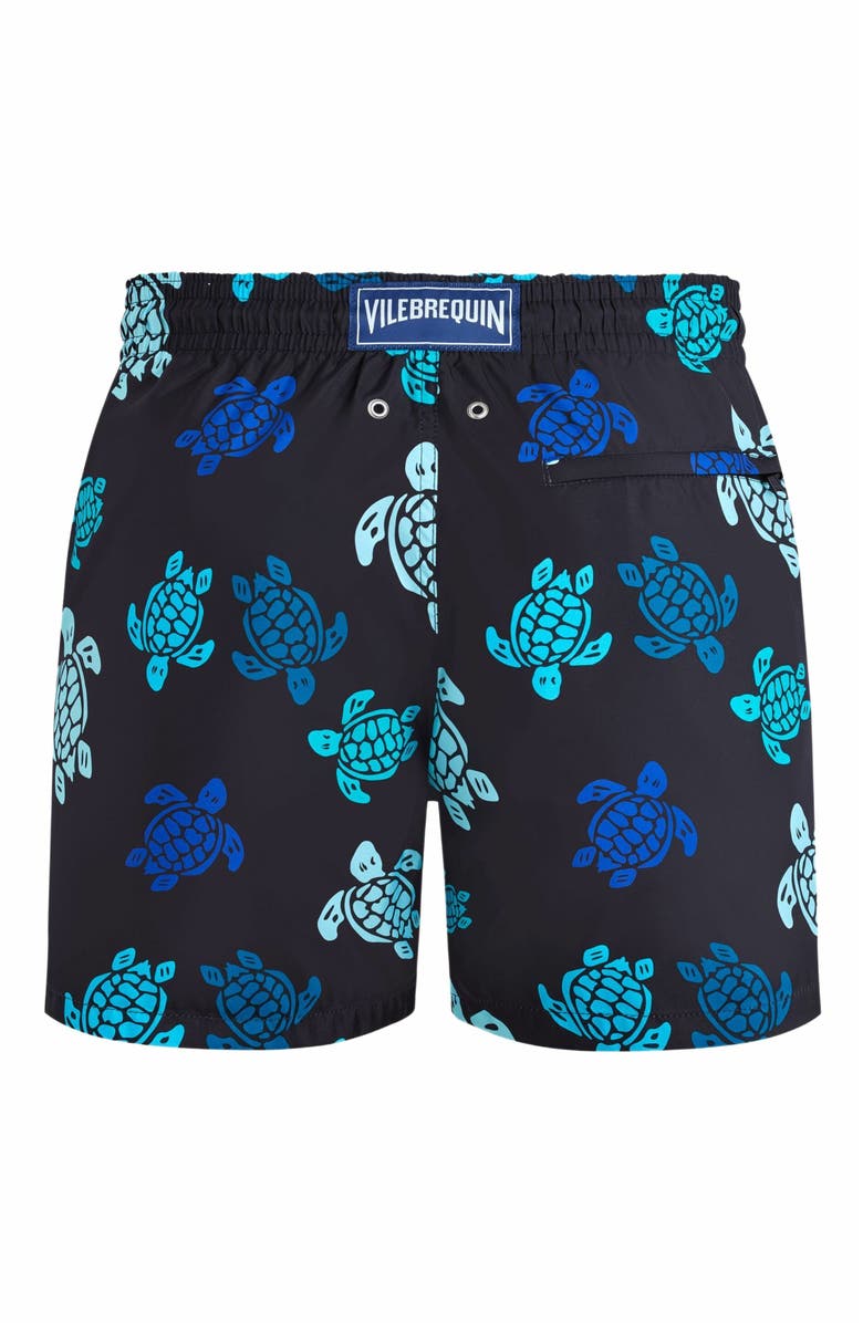 Vilebrequin Men's Multicolor Tortues Ultra-Light and Packable Swim Shorts, Alternate, color, Noir