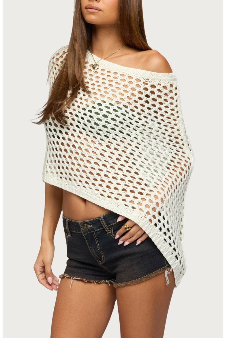 Cloe Off the Shoulder Lace Poncho, Main, color, CREAM