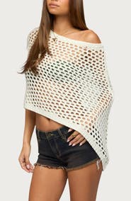EDIKTED Cloe Off the Shoulder Lace Poncho