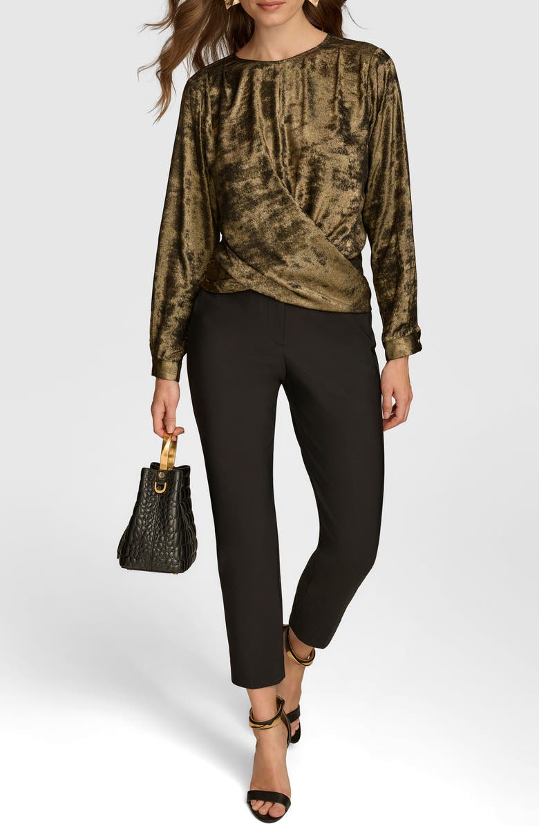Donna Karan New York Metallic Faux Wrap Top, Alternate, color, 