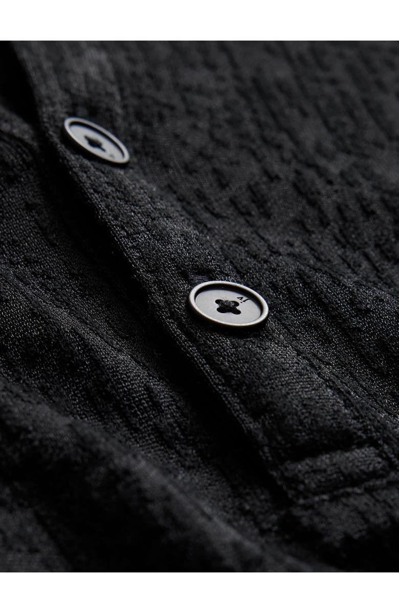 John Varvatos Egon Texture Knit Short Sleeve Henley, Alternate, color, Black