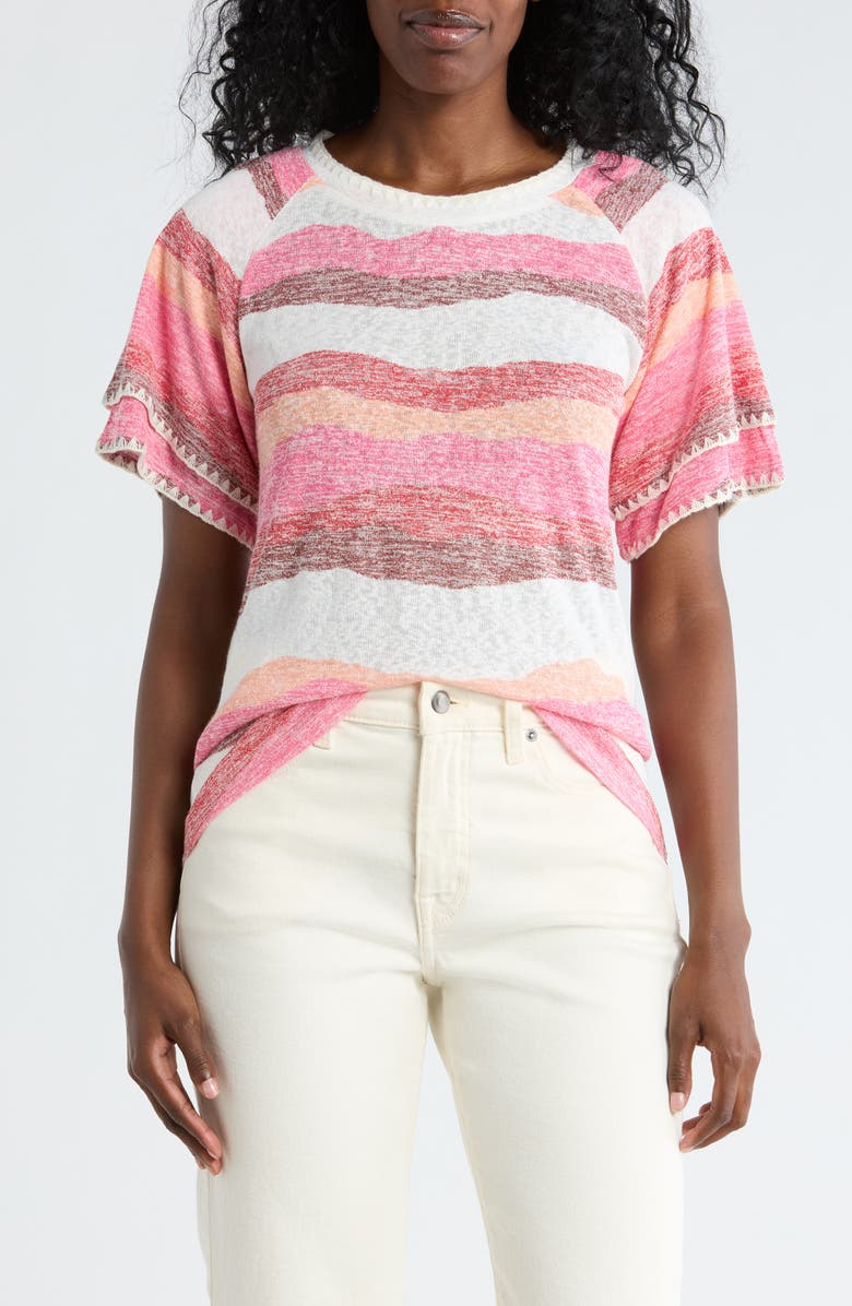 Bobeau Caty Edge Stitch Knit T-Shirt, Main, color, 