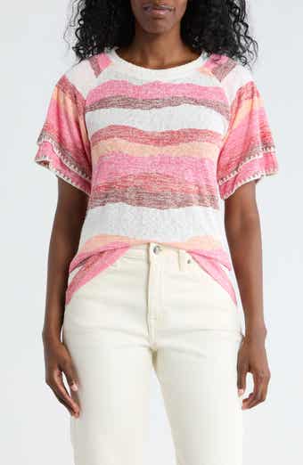 Bobeau Caty Edge Stitch Knit T-Shirt