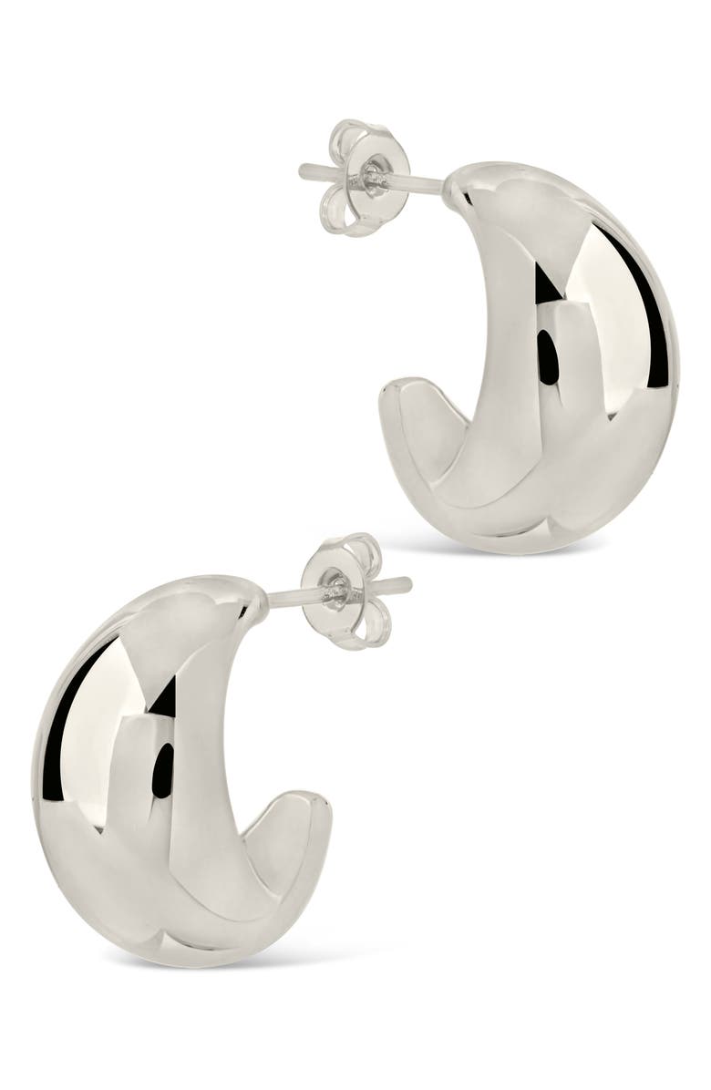 Sterling Forever Eclipse Hoop Earrings, Alternate, color, Silver