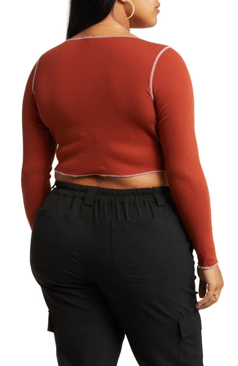 BP. Lace-Up Organic Cotton Blend Top, Alternate, color, 