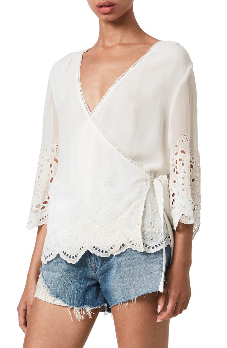 AllSaints Zariah Eyelet Embroidered Top, Main, color,