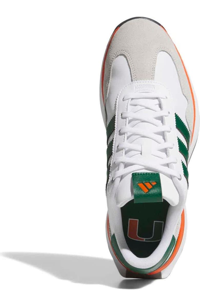 adidas Men's adidas Miami Hurricanes Textile Spikeless Golf Shoes, Alternate, color, White
