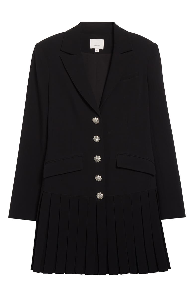 Cinq à Sept Saule Pleated Blazer Dress, Alternate, color, Black