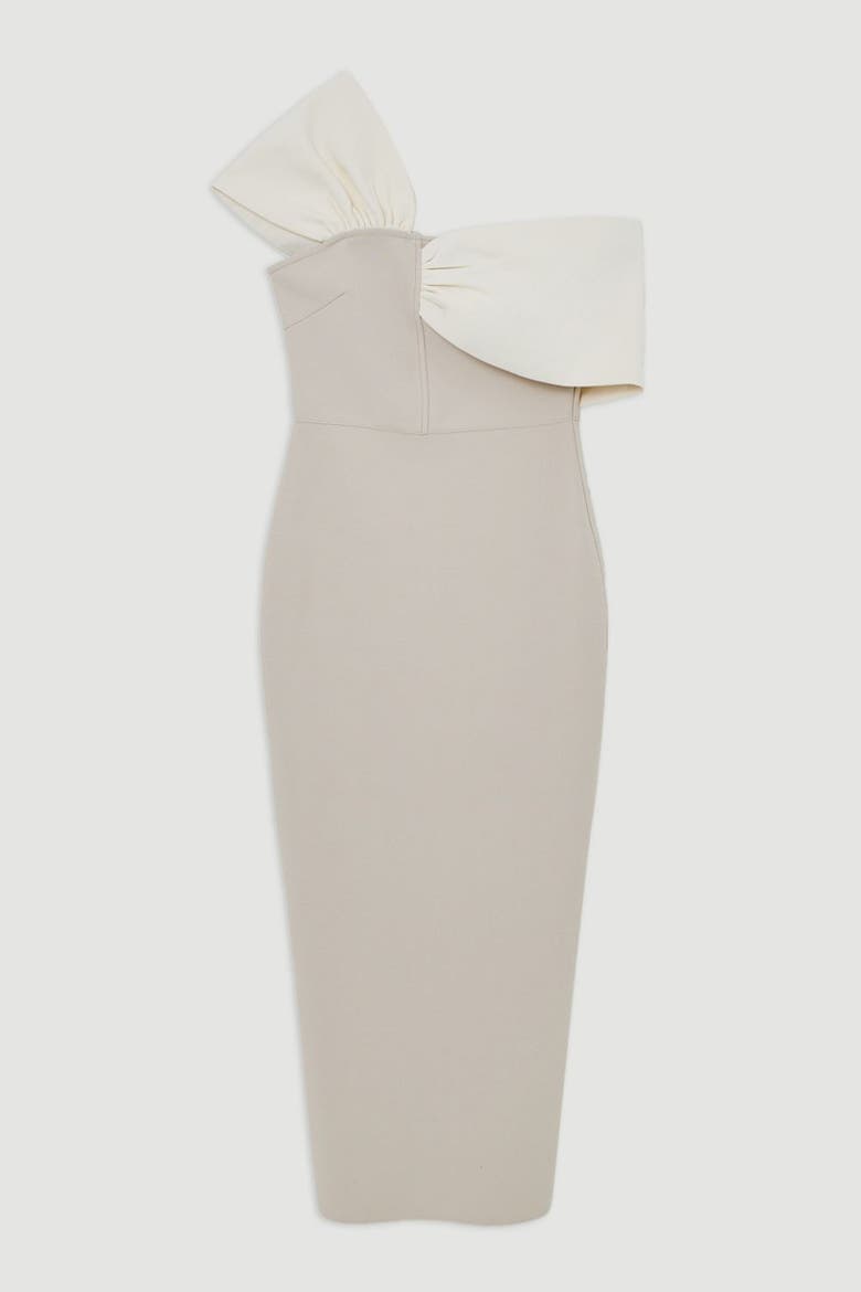 Asymmetric Strap Knit Midi Dress, Alternate, color, Neutral