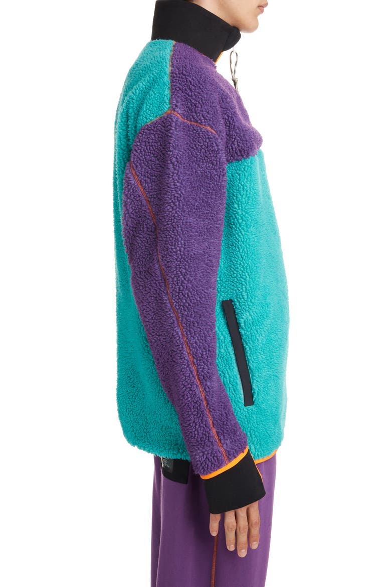 Colorblock Quarter Zip Fleece Pullover, Alternate, color, LIGHT BLUE