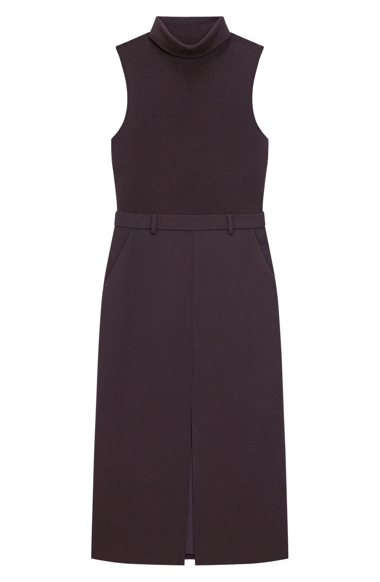 Theory Sleeveless Turtleneck Midi Dress, Alternate, color, Dark Cacao