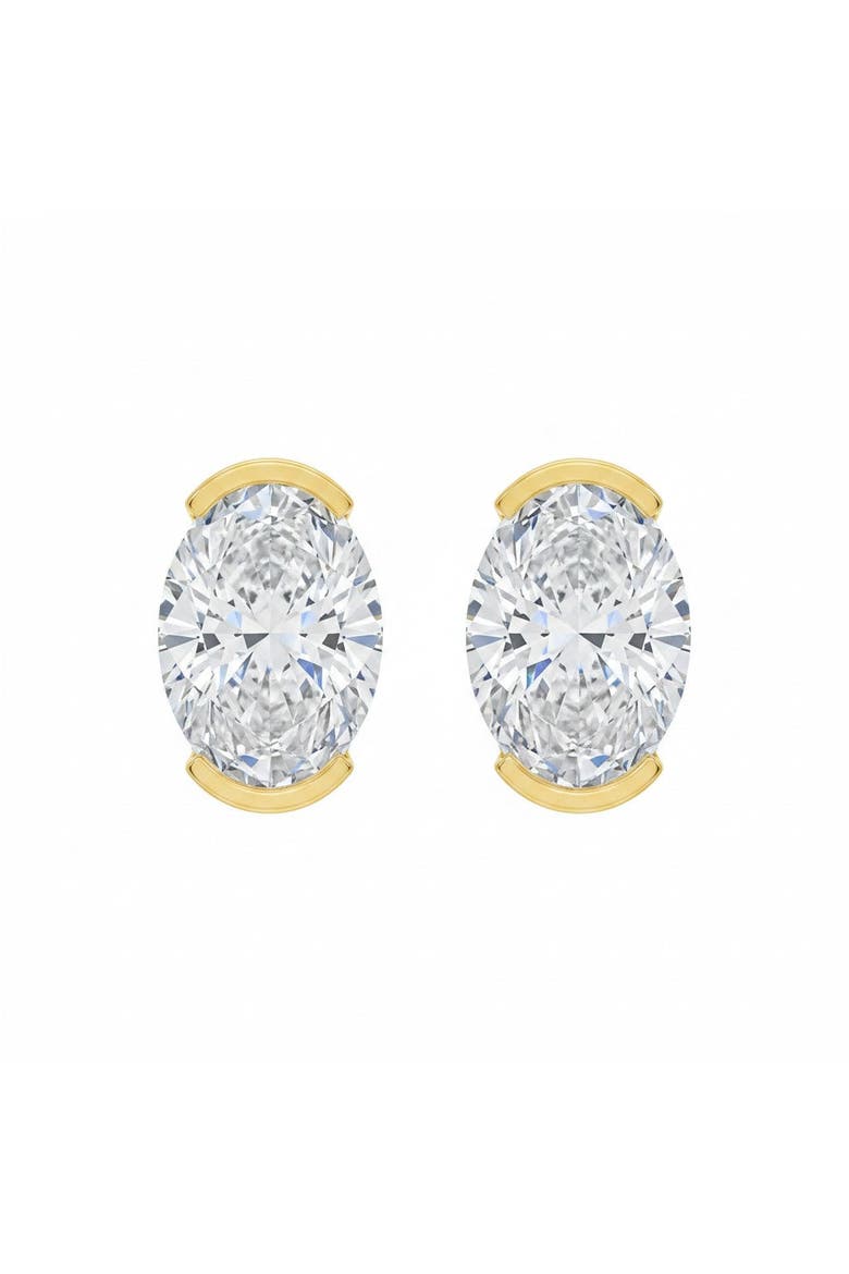 Lab Grown Diamond Oval Slight Bezel Stud Earring 14K, Main, color, 14K Gold - 2 Carat